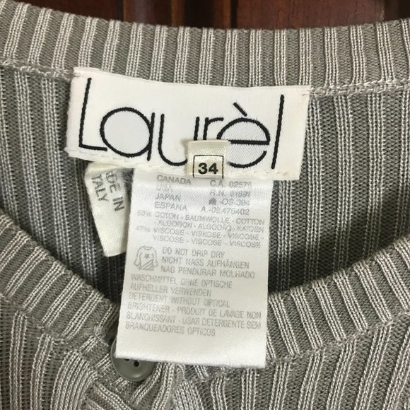 Laurel by Escada Gray Cardigan Sweater Long Sleeve Size 34 Made in Italy - Picture 2 of 5